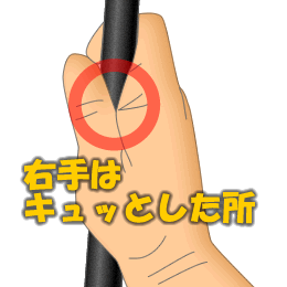 右手はキュッとした所