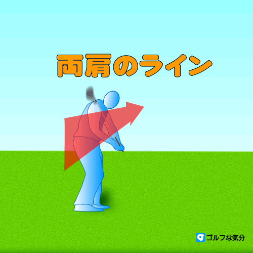 肩ラインを飛球線方向で我慢する